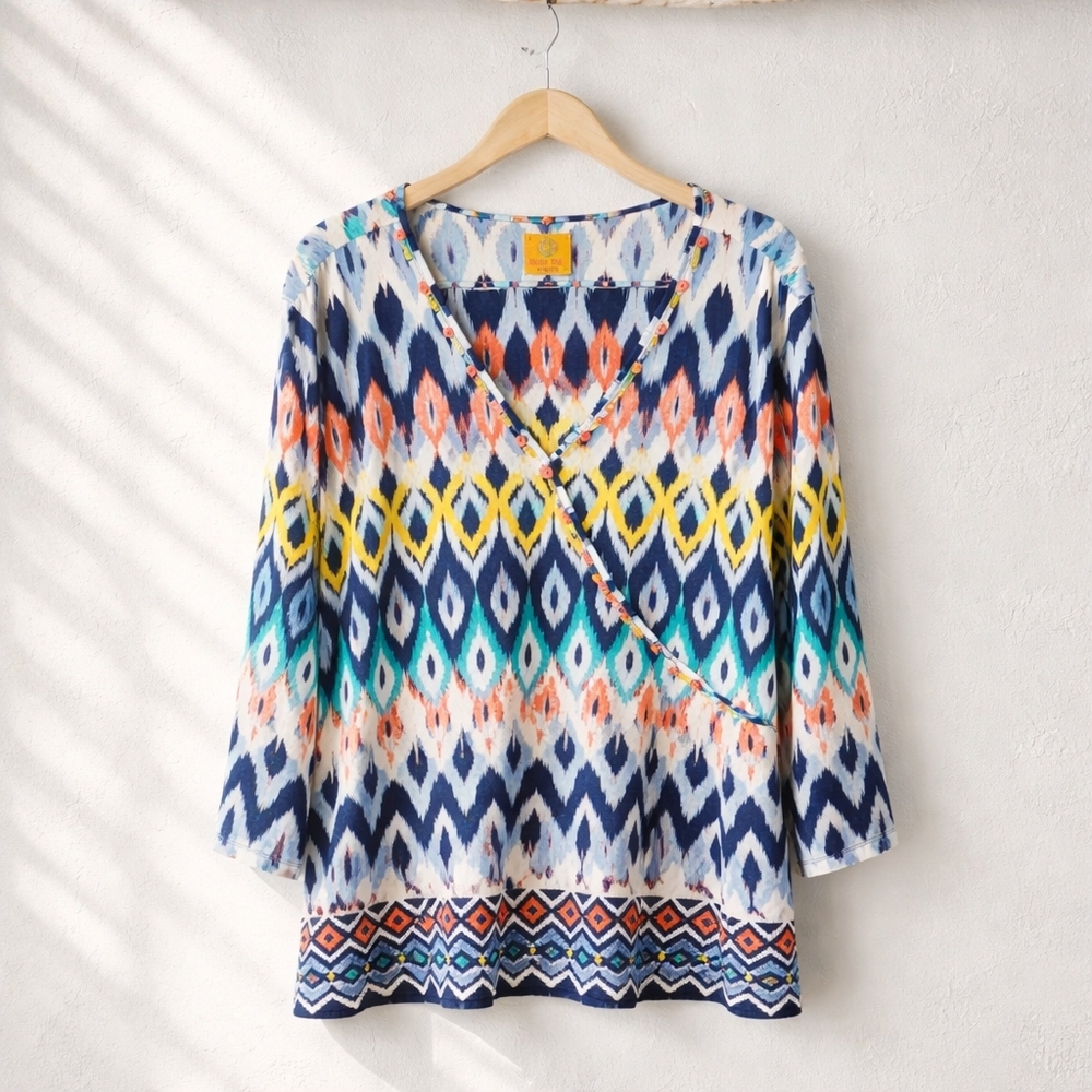 Ruby Rd. Vibrant Diamond Pattern Top - Picture 4 of 7